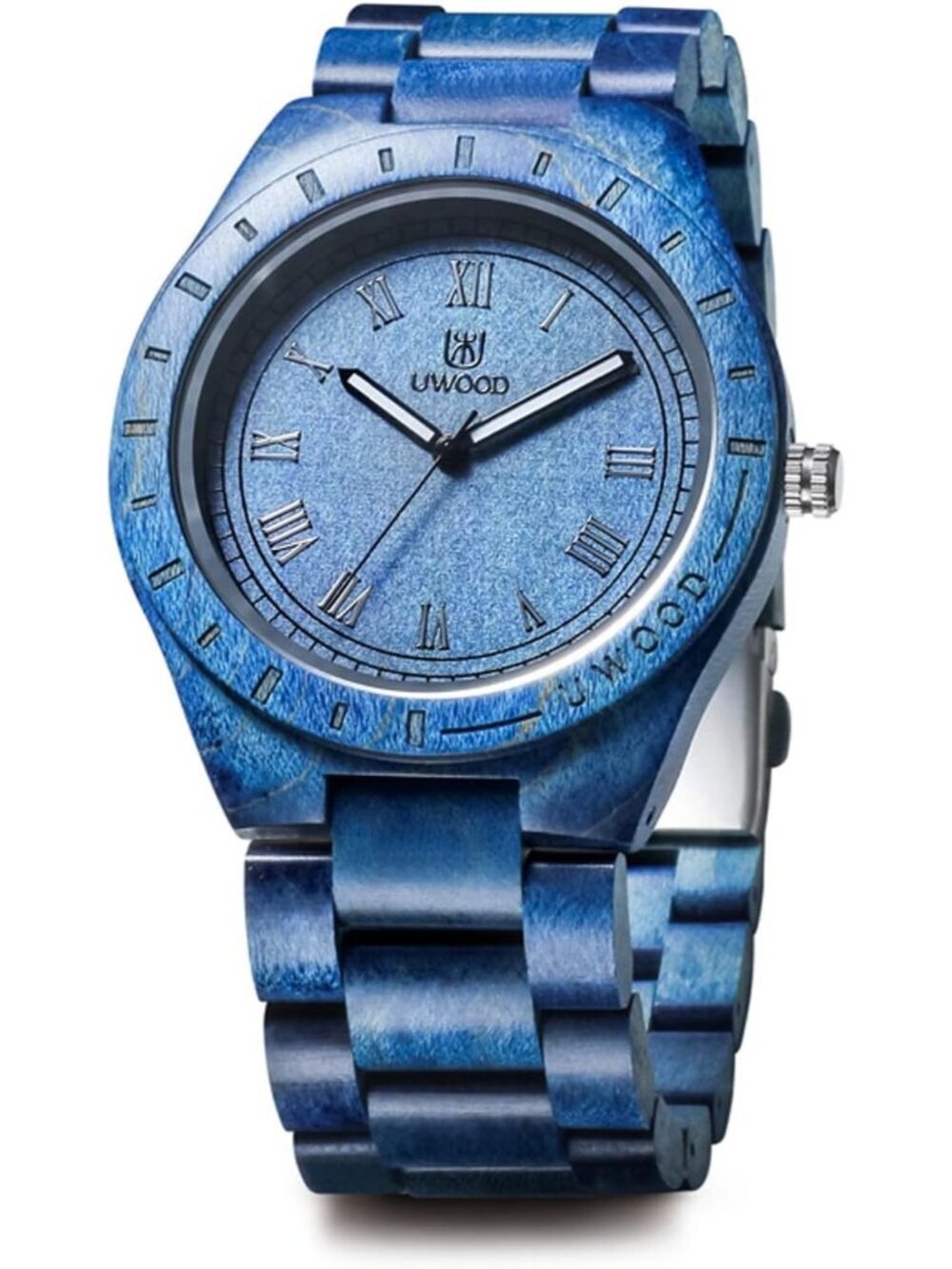 Men's Blue Handmade Sandalwood Uwood Analog Quartz Vintage Unique Wooden Watch